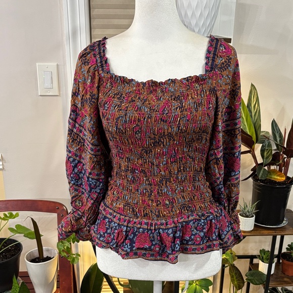 Haute Hippie Tops - Haute Hippie Floral Smocked Blouse Multicolor size M